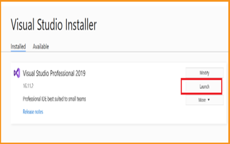 Installez Visual Studio 2019