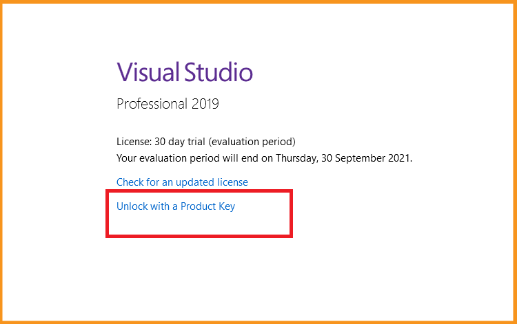 Activez Visual Studio 2019
